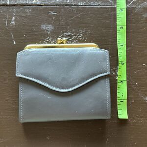 Vintage Buxton Gray Genuine Leather Mini Wallet Small Snap Closure Coin Purse